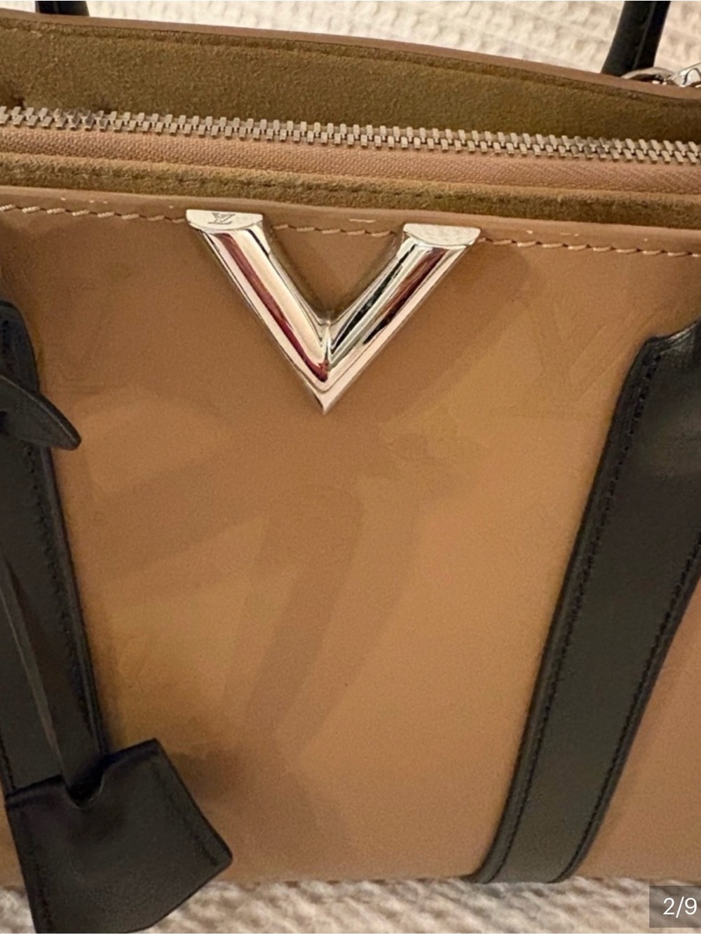 Louis Vuitton Brown & Black Vernis Satchel with V Hardware - Picture 8 of 8